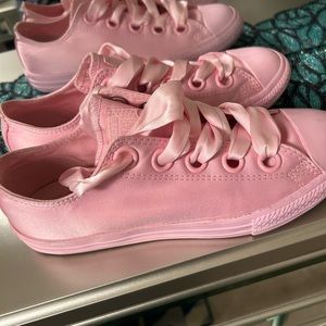 Pink Converse with Ribbon strings